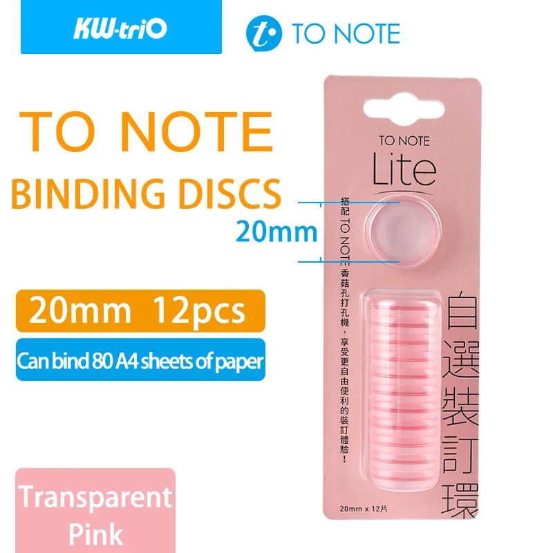 KW-triO 12pcs/box Notebook Loose-leaf Discs Mushroom Hole Binding Ring Binder Disc DIY 360 Degree Folding School Office Supplies