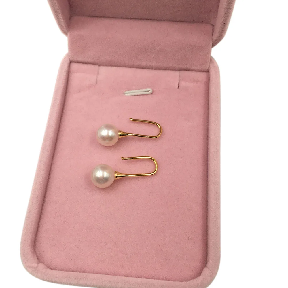 

925 Silver perfect round Pearl Earring - AAA Quality 9-10mm Perfect Circle Gold Plated Stud Ear Jewelry