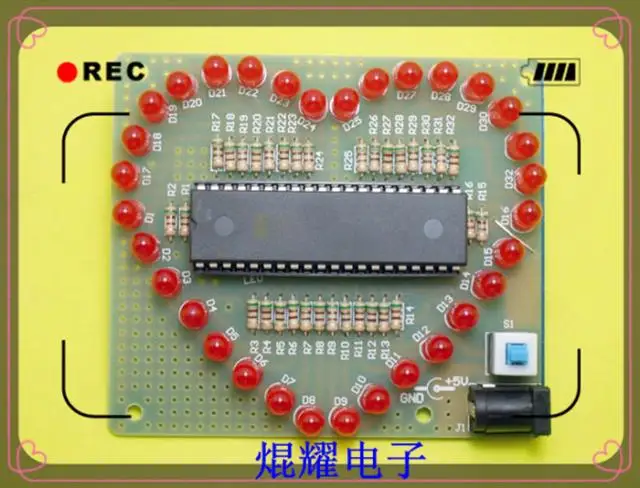 Kit de lampe à eau en forme de coeur Kit électronique en forme de coeur coloré Kit de formation amusant bricolage