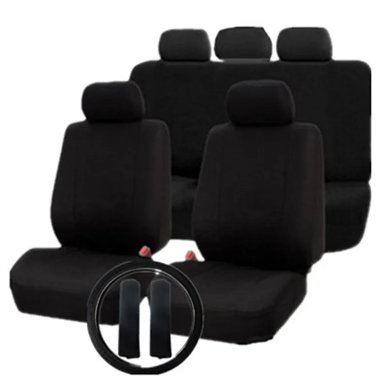 Universal Car Seat Cover 11 Set Full Seat Covers for Crossovers Sedans Auto Steering Wheel Cover