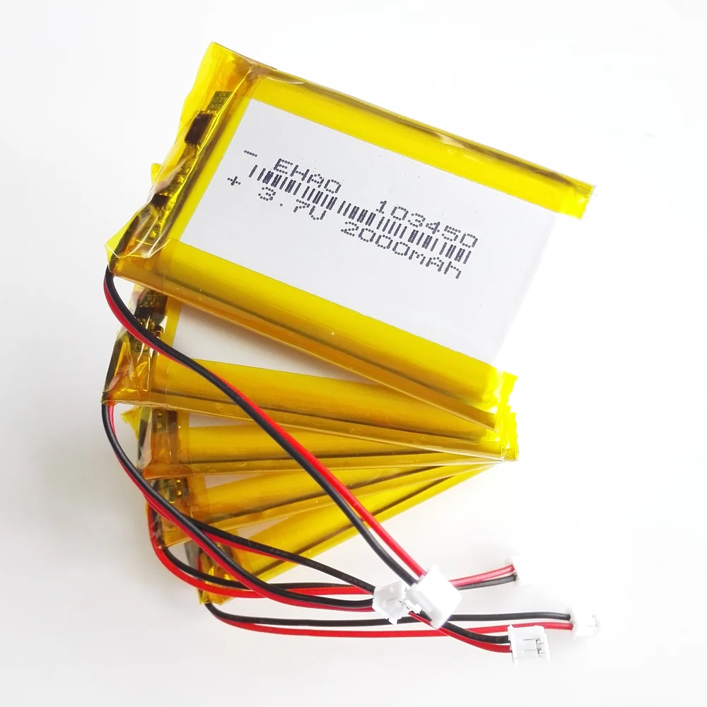 5 Chiếc EHAO 103450 3.7V 2000MAh Lipo Polymer Lithium Pin Sạc + Jst 1.5Mm 2pin Phích Cắm MP3 Thiết Bị Dẫn Đường GPS DVD