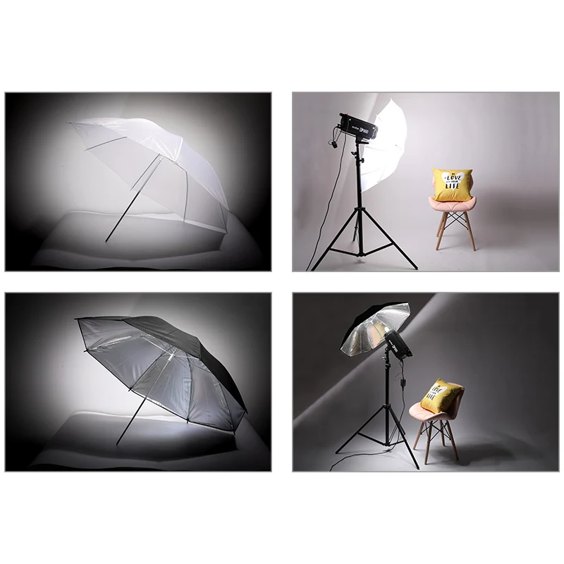 Photo Studio Umbrella Set 33 ' 84 cm  White Gold Black Soft Light Umbrella + Dual-use  4 Pieces Photography Accessories