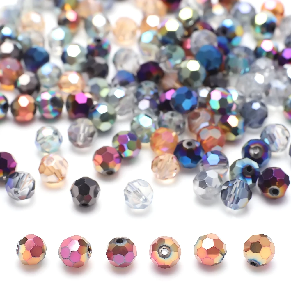 32Faceted Round Ball 6MM 8MM 10MM Crystal Glass Loose Beads DIY Making Beadwork For Needlework Charms Jewelry Accessories