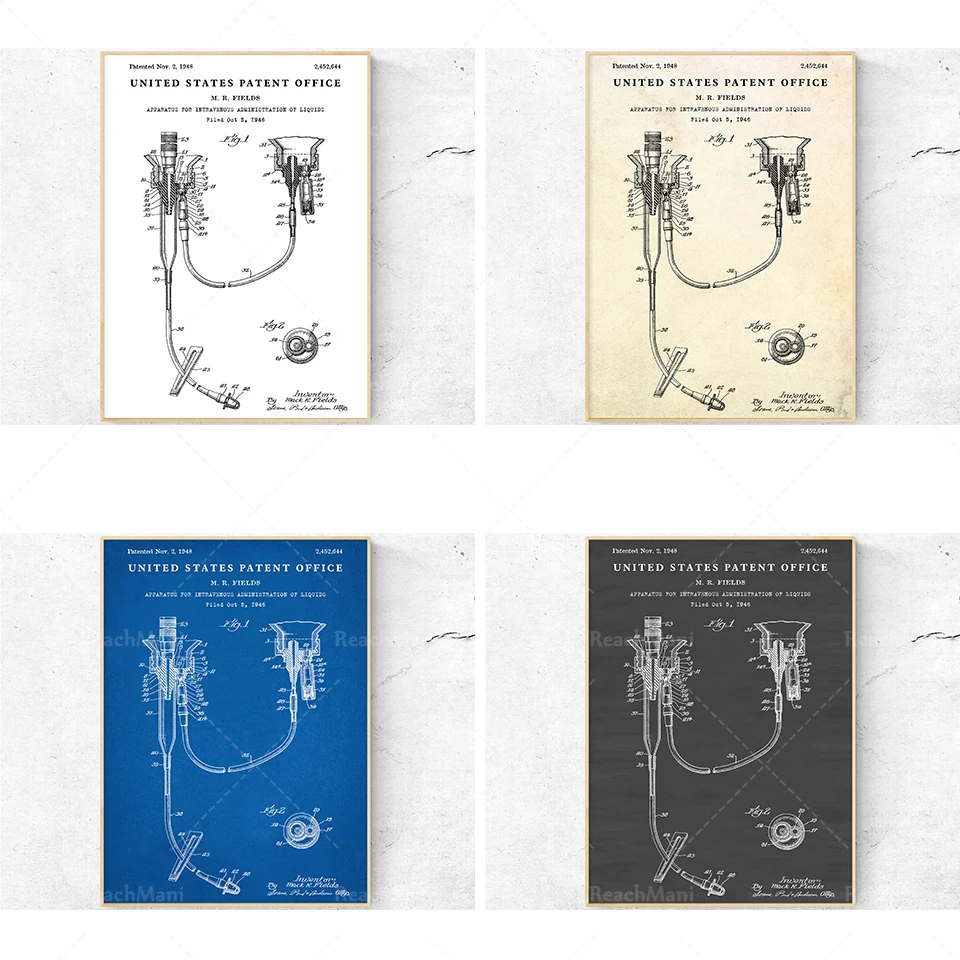

Medical Wall Art Intravenous Blood Transfusion Apparatus Patent Print. affiche blueprint vintage. Décor de cabinet de docteur