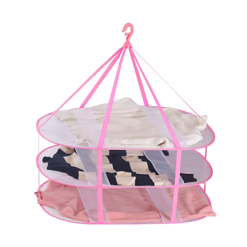 Clothes Basket Double-Layer Enclosed Cnet Foldable Drying Rack Sweater Underwear Anti-Deformation Strong Durable Clothes Basket