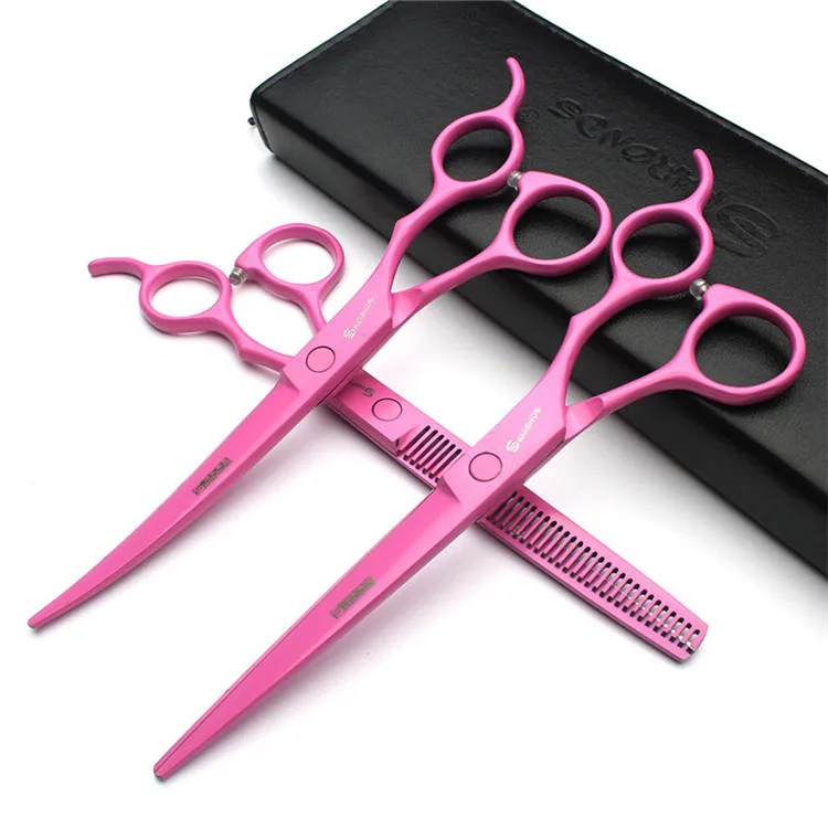 7/7.5 Inch Japan 440C Black Hair Scissors Barber Shop Scissors Set Professional Hairdresser Cutting Tools Scissors Set Haircuts