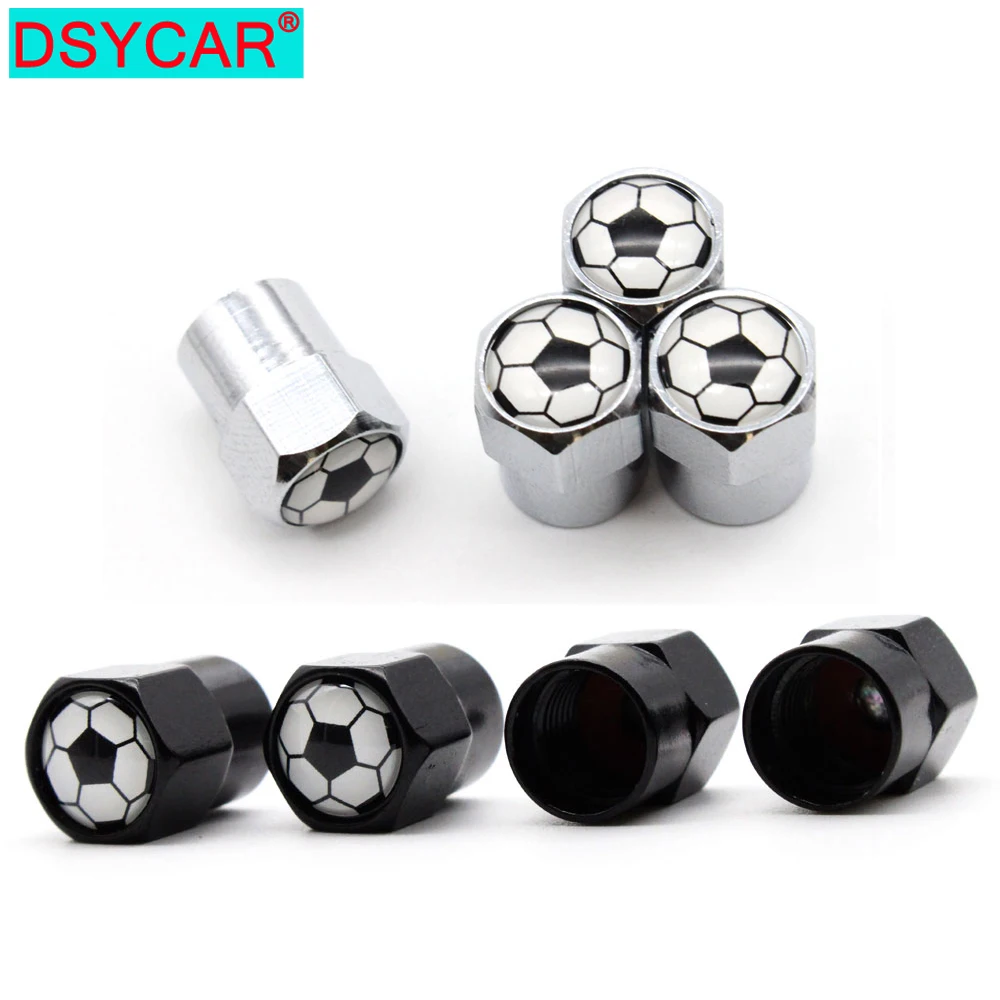 

DSYCAR 4 Pcs/Set Car Styling Aluminium Alloy/Copper Football Logo Car Tire Valve Caps Wheel Tires Tire Stem Air Cap