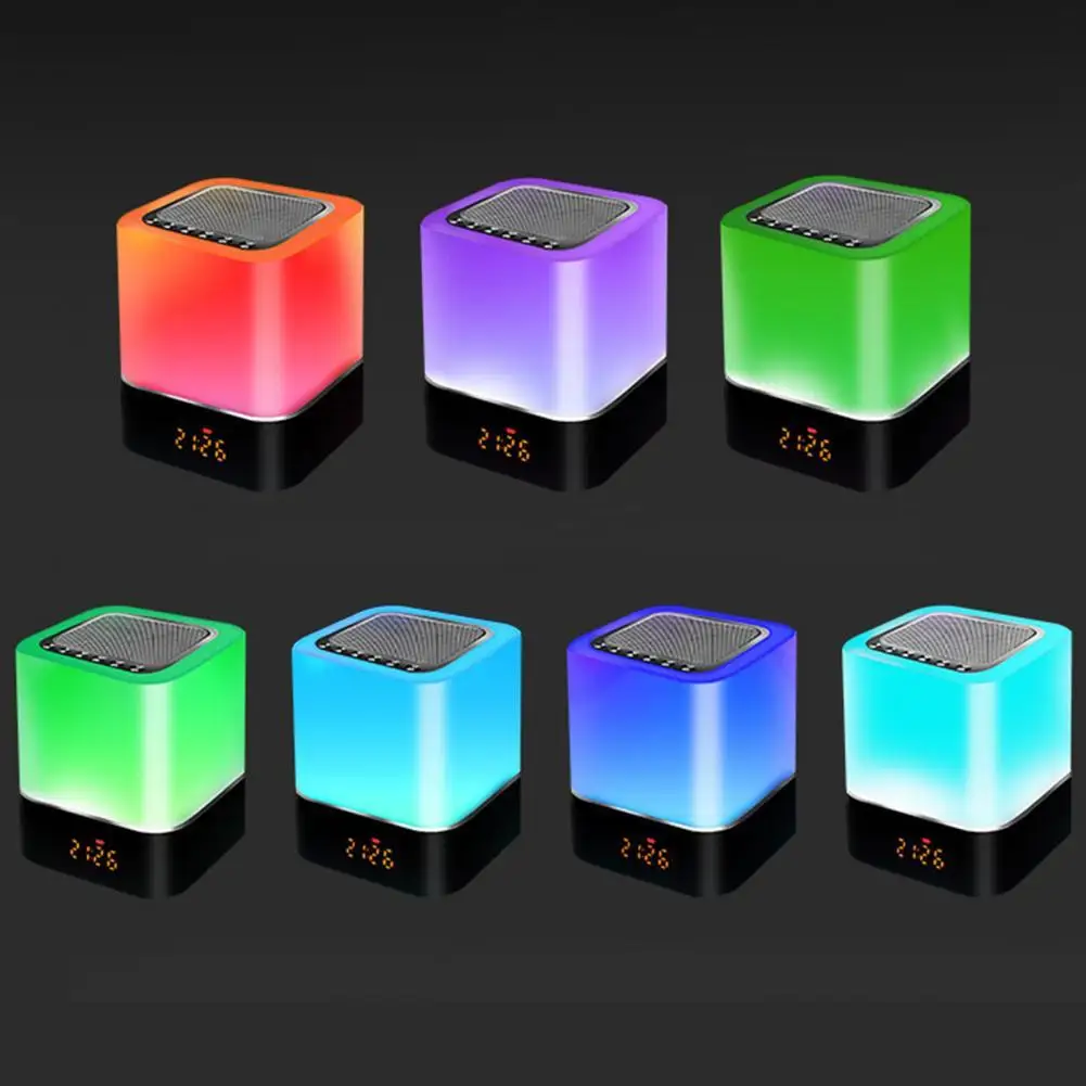 

Wireless Bluetooth-Speaker Lamp Night Light Time' Display Alarm Clock Reminder Multi-color Changing Loudspeaker Support TF Card