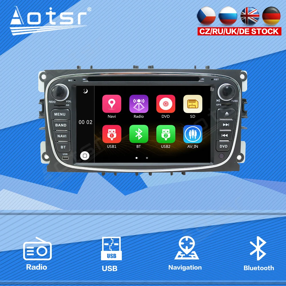 For Ford Focus S-Max Mondeo Galaxy C-Max Car Radio Multimedia Player Stereo Audio Navigation Carplay 2 din Head Unit Windows Ce