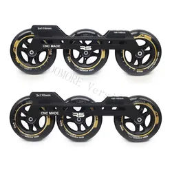 Inline Speed Skating Frame Base for Slalom Boot, 3X110mm Wheel with 165mm to 195mm Mounting Distance, CNC Alloy Good Quality
