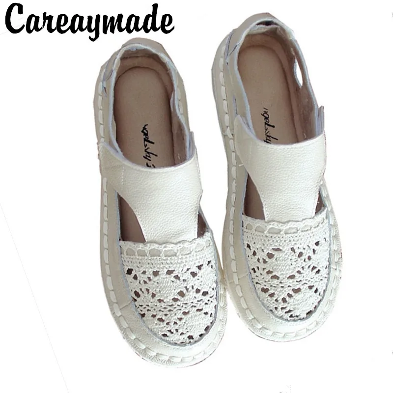 

Careaymade-Genuine leather handmade women's shoes, artistic mesh breathable soft sole sandals,simple Korean summer shoes