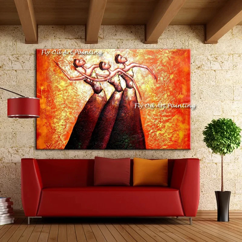 

100% Handmade Abstract Dancingt Girl Thick Oil Painting On Canvas Painting Dancing Woman Wall Art Picture For Living Room