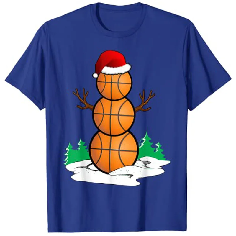 Basketball Snowman Balls Christmas Pajama Gifts Men Boys Kid T-Shirt