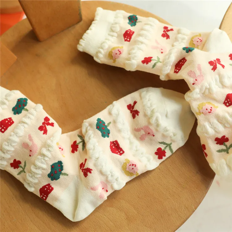 Cute rabbit cat girl field four seasons lady pile socks