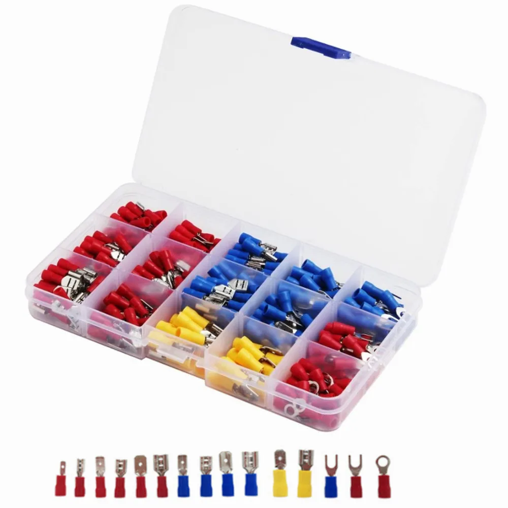 280Pcs/Set Car Cable Lugs Assortment Kit Wire Flat Female and Male Insulated Electric Wire Cable Connectors Crimp Terminals Set