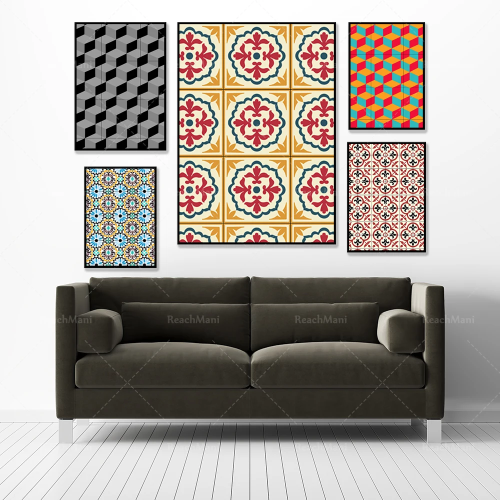 Hot Selling Middle East Tile Printing-Lebanese Tile Printing-Moroccan Tile Printing-Colorful Tile Poster-Spanish Tile Printing-G