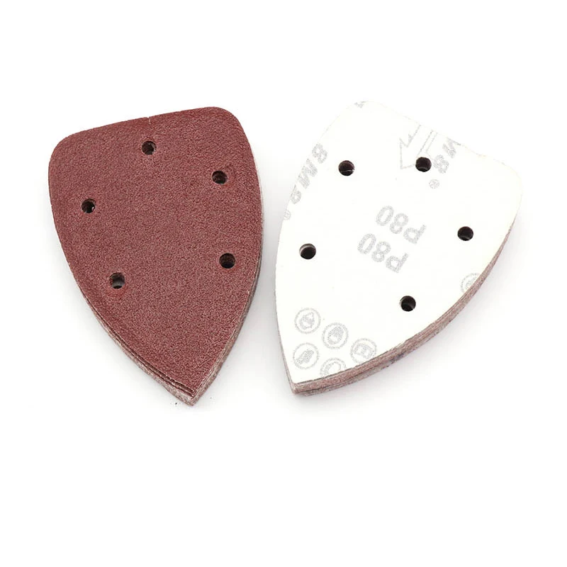 40 60 80 100 120 400 Grit Red Color Triangular Sand Disc For Polishing Grinding Triangle Flocking Sandpaper 140*140*90mm 5 Hole