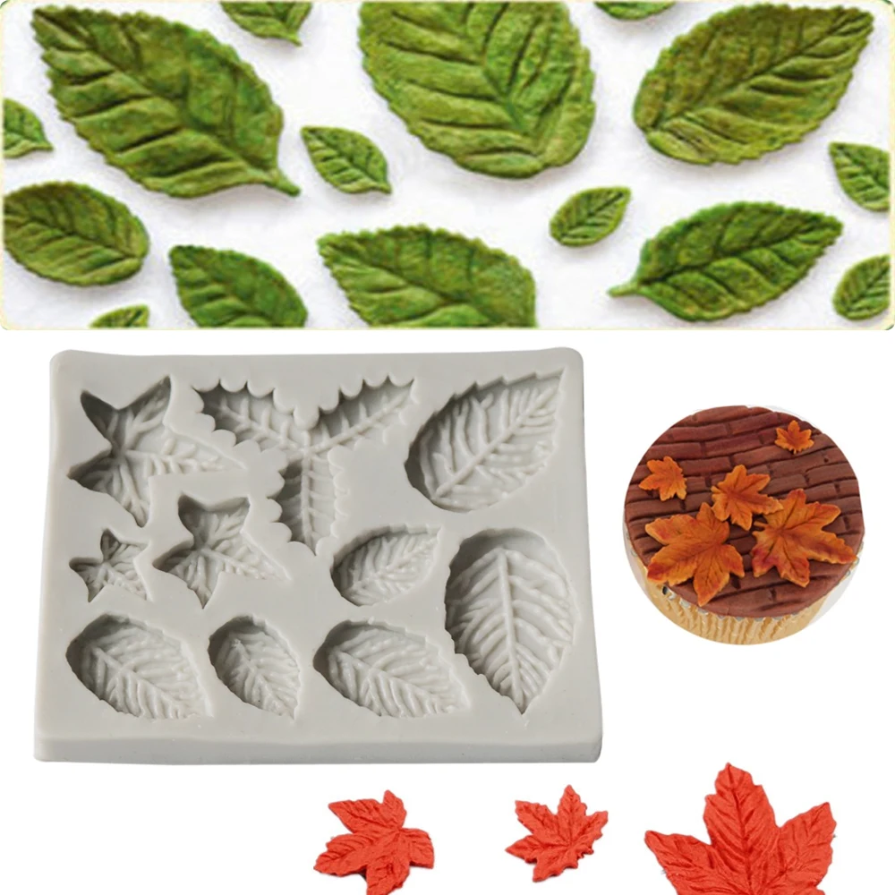 Maple & Rose Leaf Leaf Fondant Cake Silicone Mold Chocolate Candy Mold Cookies Pastry Biscuits Mould DIY Cake Decoration M2769