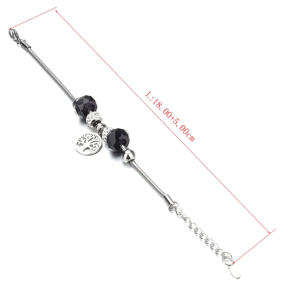 دروبشيبينغ شجرة الحياة شكل كريستال أساور Charm الفولاذ المقاوم للصدأ سوار المرأة DIY بها بنفسك الخرز أساور أساور مجوهرات هدية