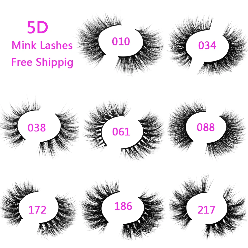 Free Shipping 1Pair Natural 100% 5D Mink Lashes Makeup Soft Wispy Long False Eyelashes Reusable Fluffy Lash Vendors Maquillaje