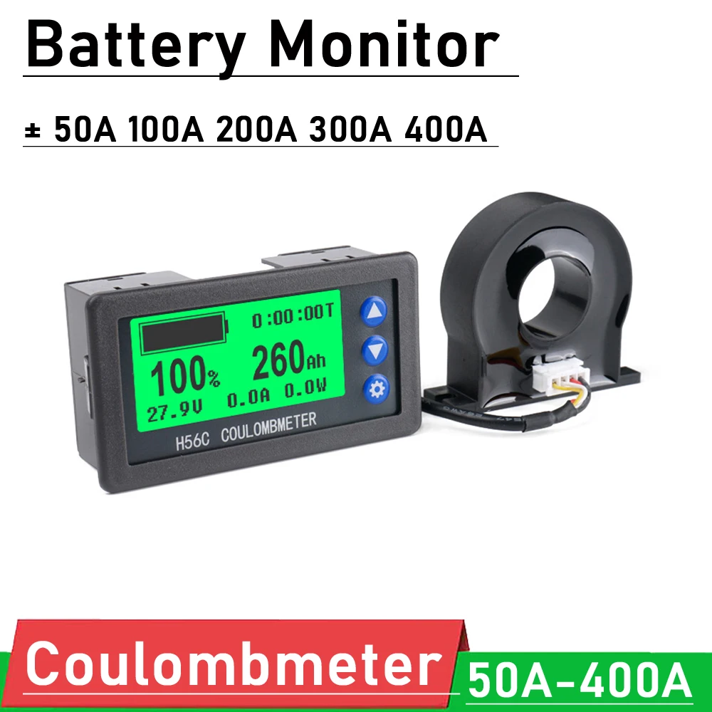 Monitorowanie baterii Hall Coulomb miernik DC 8-100V 100A - 400A Lifepo4 kwasowo-ołowiowy litowo-jonowy pojemności, moc wyświetlacz 12V 24V 36V 48V