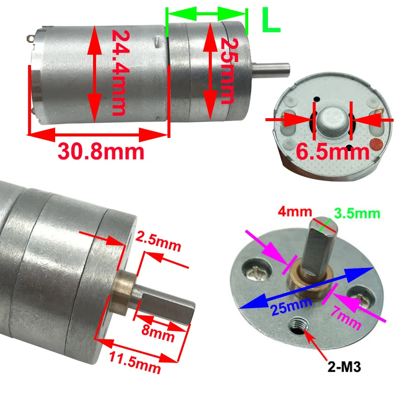 6V 12V 24V Micro DC Geared Motor Low Speed 12RPM to High Speed 1360RPM Support Reverse Rotation For Robot Toy Car DC Motor Kits