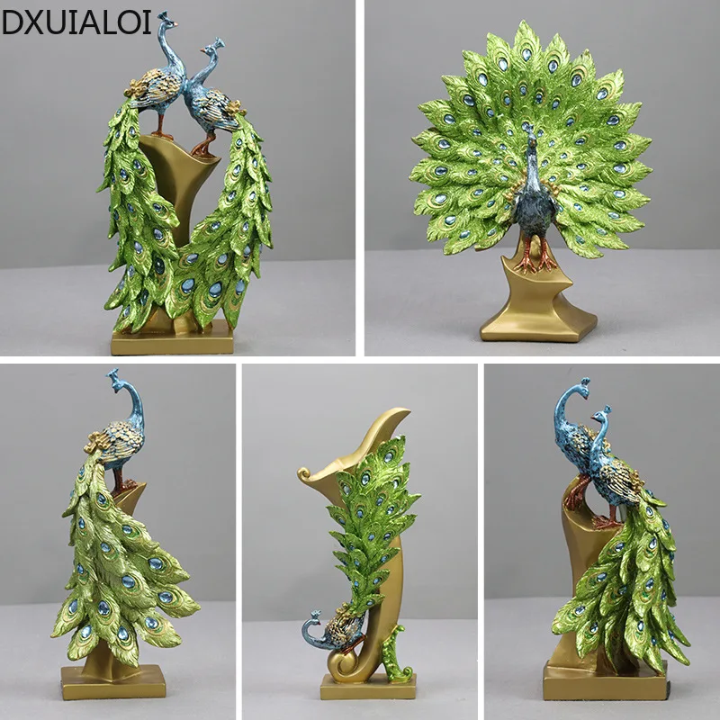 

DXUIALOI European Creative Animal Sculpture Peacock Decoration Living Room Desktop Decoration Wedding Gift Home Decoration