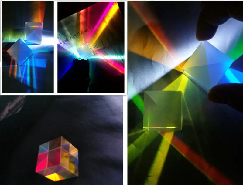 มินิตกแต่ง Optical Glass RGB Prism X-CUBE ฟิสิกส์สอนของเล่นเพื่อการศึกษา Light Cube สำหรับคอลเลกชัน PARTY Gift