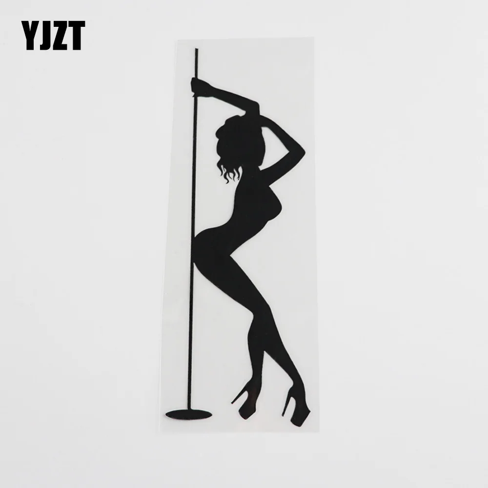 YJZT 6.4CMX17.1CM Stripper Sexy Naked Girl Strip Club Dance Vinyl Car Sticker Black/Silver 8A-0411