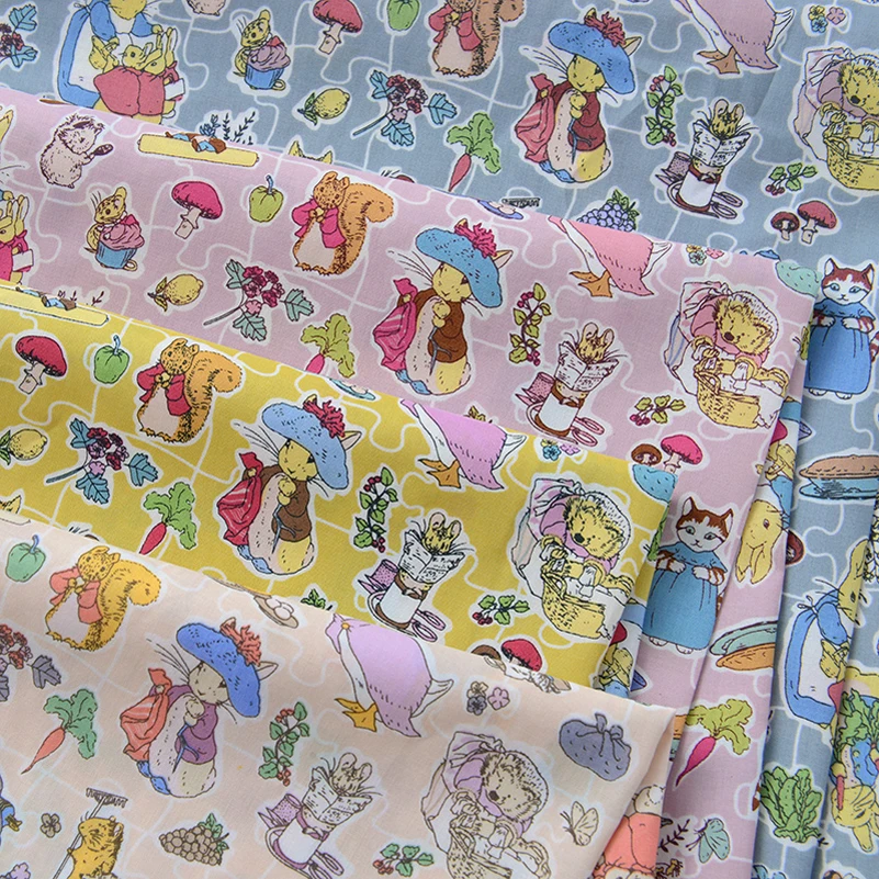 60S Pure Cotton Plain Digital Printed Fabric Plant Garden Handmade Children\'s Clothing Cotton Fabric Per Half Meter