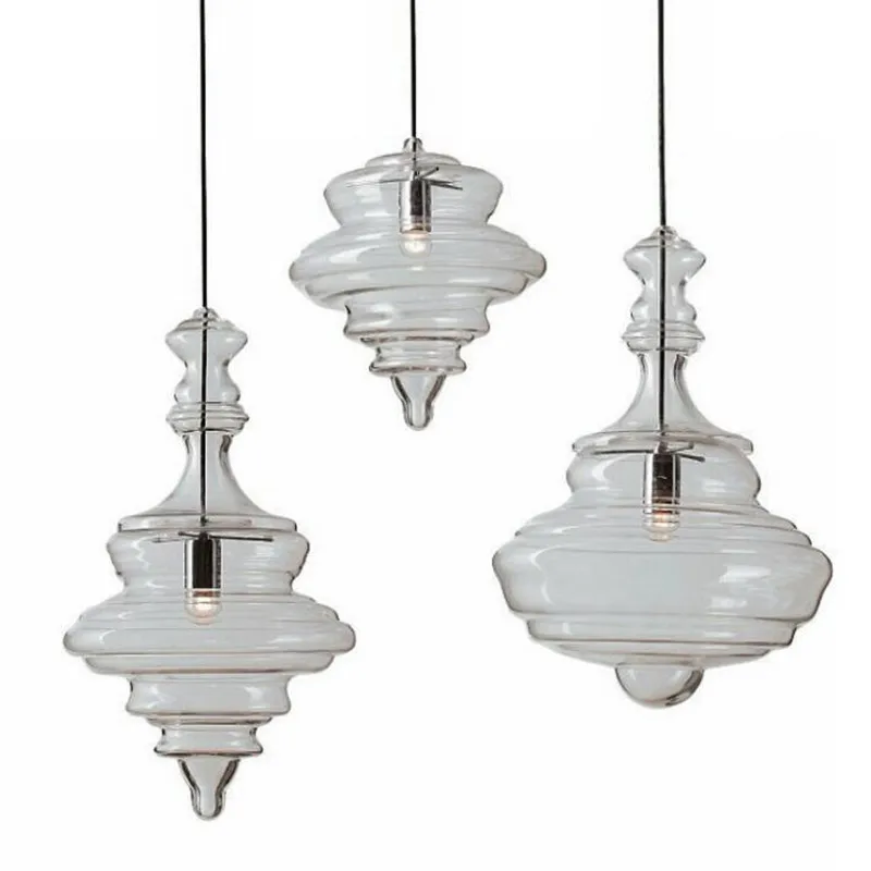 

New Transparent Glass Dining Room Led Pendant Lights Vintage Living room Restaurant Hall Pendant Lamp Loft Deco Hanging Lamp