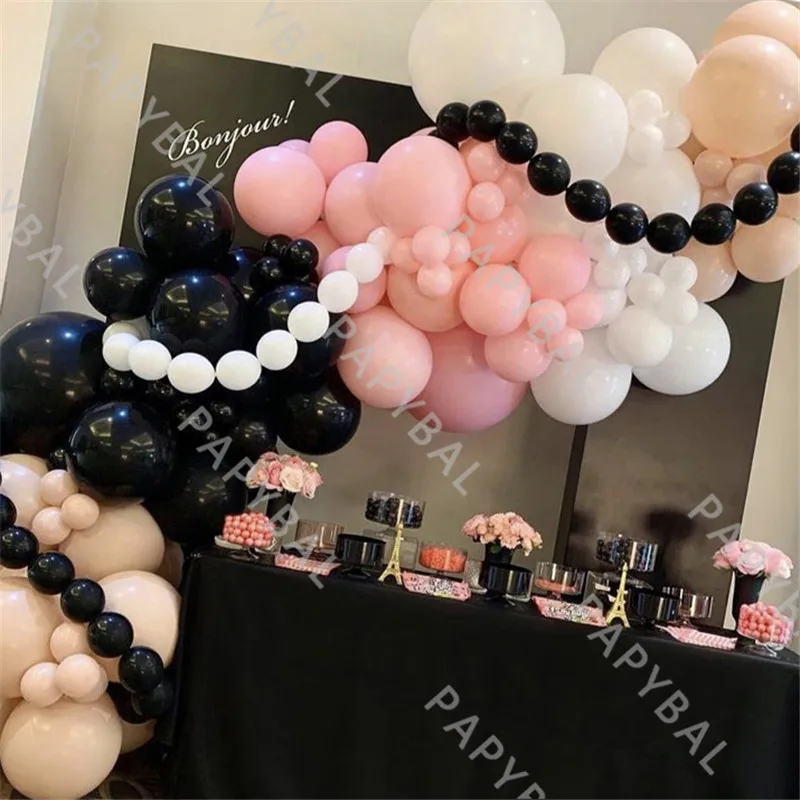 140Pcs White Black Arch Garland Balloons Kit Pink Skin Color Latex Balloon Set Birthday Wedding Party Decoration Globos Supplies