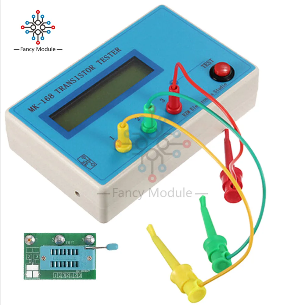 MK-168 Transistor Tester Diode Triode Capacitance Resistance ESR RLC LCR NPN PNP MOS Meter with Clip Cable SMD Adapter