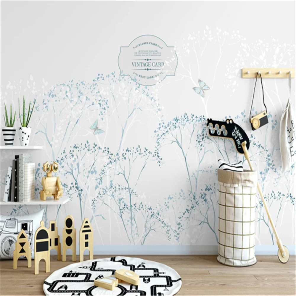 

Custom Mural Wallpaper Minimalism Hand-Painted Small Fresh Elephant Giraffe Background Wall Painting