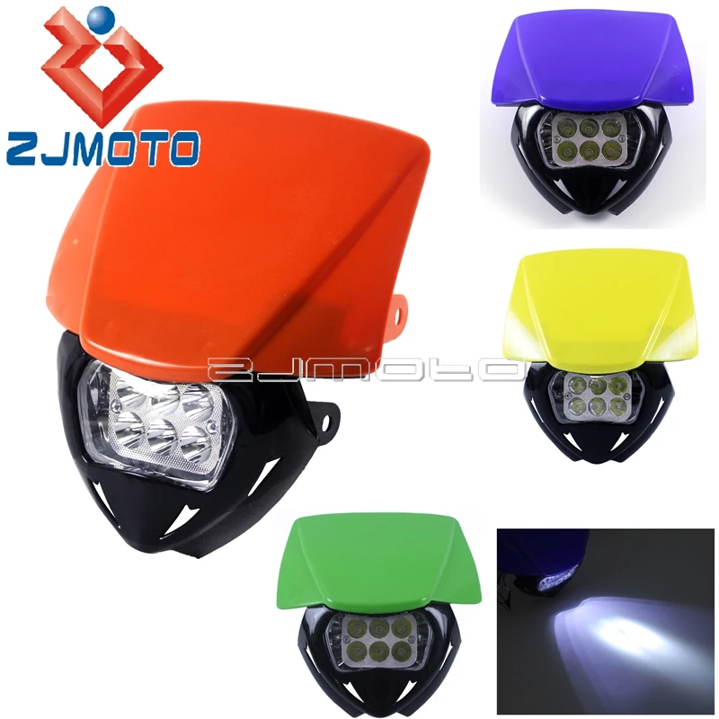 Universal Dirt Bike LED Headlight Fairing For Honda Kawasaki CRF250 CRF450 Six Days KLR KLX KX EXC XC MX Enduro Red Headlamp