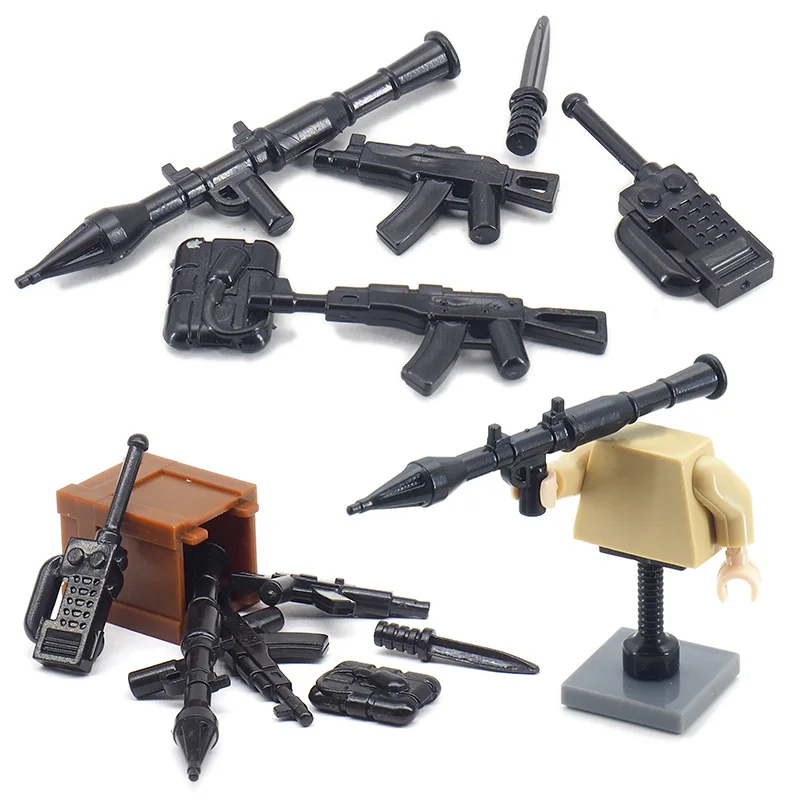 Armas militares para crianças, comunicador do exército, arma, bloco de construção do soldado, figuras equipamentos, acessórios, modelo WW2, Moc Toys, presente do menino