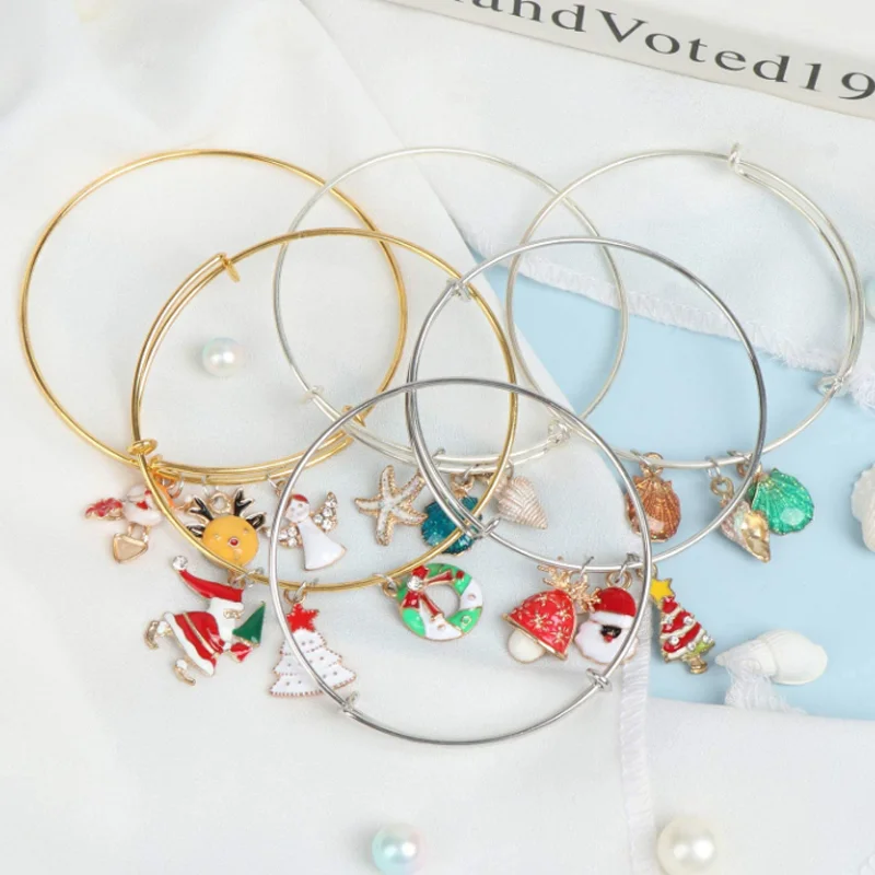20 Pcs Stainless Steel Expandable Bangle Bracelets Adjustable Wire Blank Bangles Metal Bracelets for DIY Jewelry Making