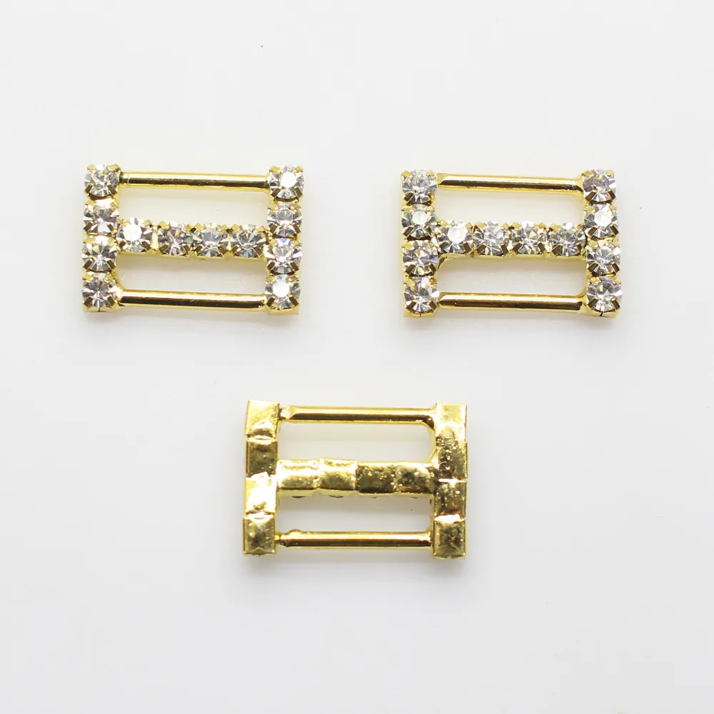 New 10Pcs/Lot Rectangle rhinestones buckles wedding invitation Diamond buckle Diy crystal decoration Hair Ribbon Accessorie