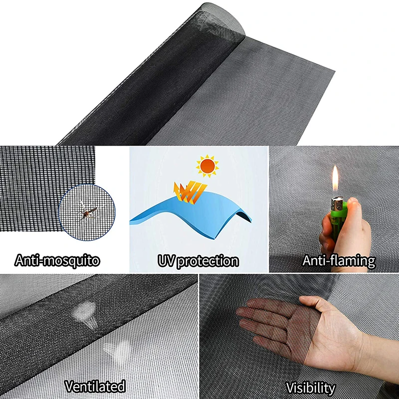 Gray Black Summer Anti-mosquito Net Window Screen Mesh Door Window Curtains Home Decor Insect Screen Anti-mosquito Window Screen