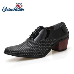 Man Dress High Heel Shoes Handmade Italian Style Party Wedding Men Shoes High Quality Leather Business Formal Elevator Shoes Men