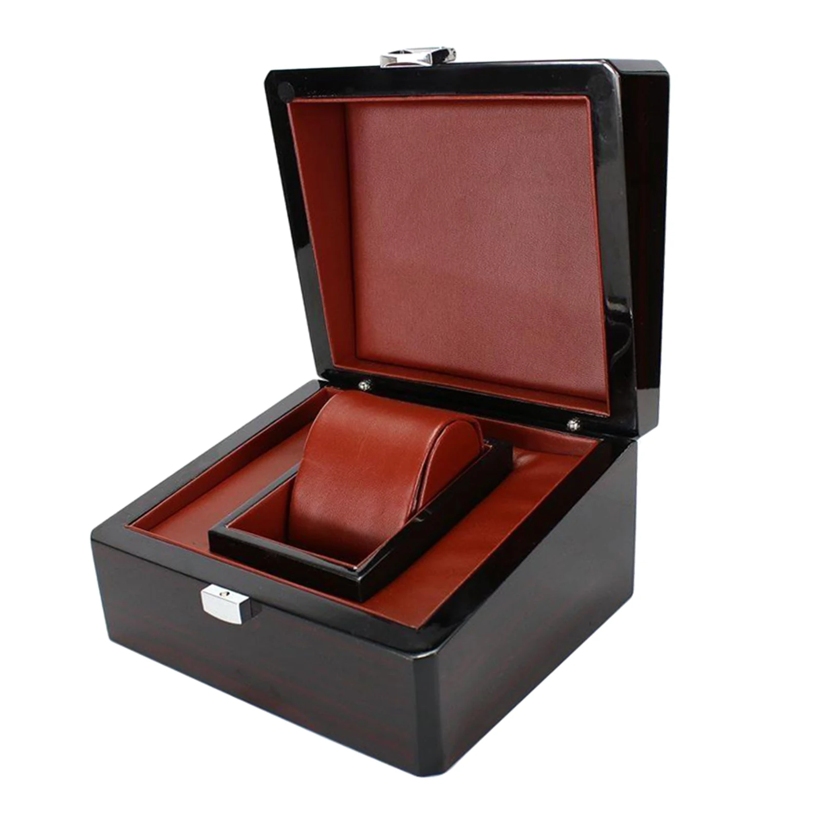 Precious Wooden Watch Case Storage with Cushion Showcase Wristwatch Display