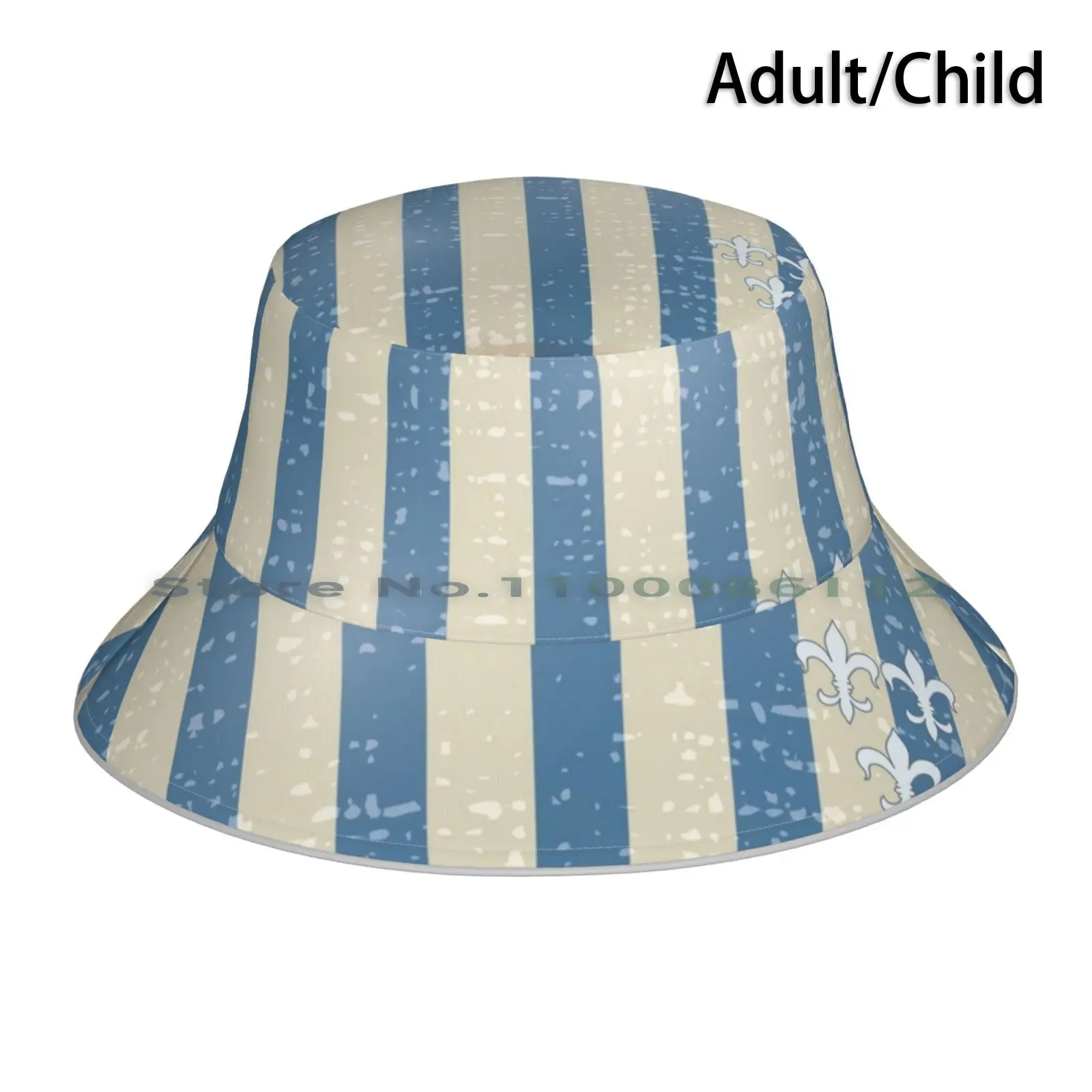 Blue Stripes-Temeria Bucket Hat Sun Cap Temeria Symbol Lily The Stripes Blue Vintage Crest Emblem Northern Kingdom Royal Lilies