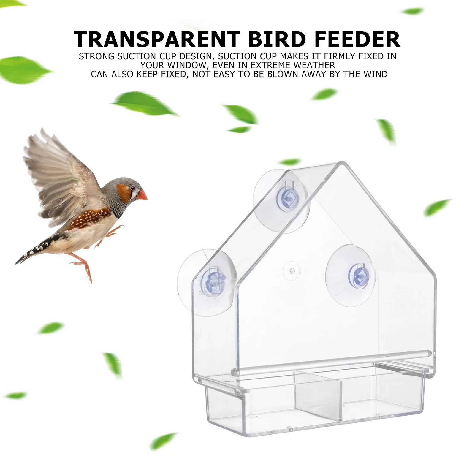 Window Bird Feeder House Shape Weather Proof Transparent Suction Cup Outdoor Birdfeeders Hanging Birdhouse For Outside Garden