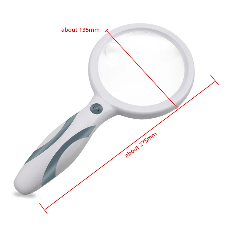 2X 13x Handheld Magnifier Rechargeable Magnifying Glass with 33pcs LED Light Adjustment for Reading Collectin Jewelry Inspection
