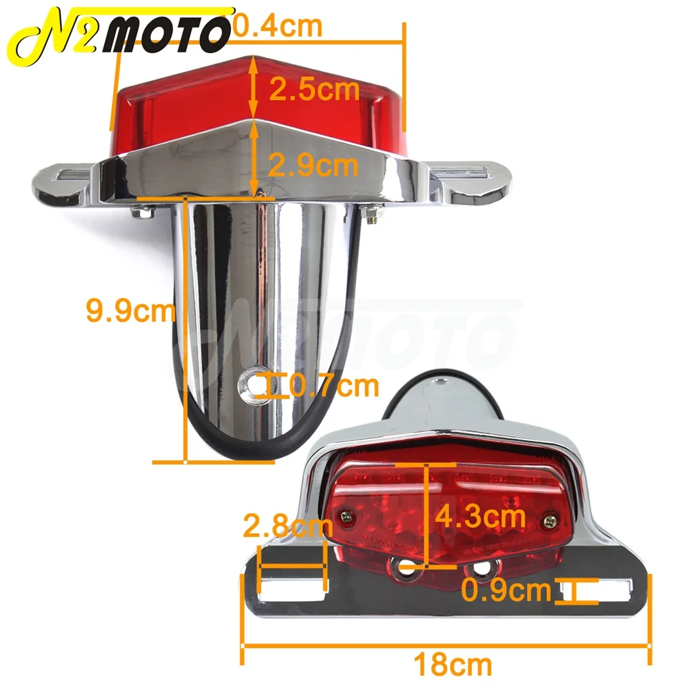 Motorcycle LED Tail Light For Cafe Racer Chrome Taillight Brake Lamp Lucas Style Taillamp for Harley Honda Yamaha Bobber Suzuki