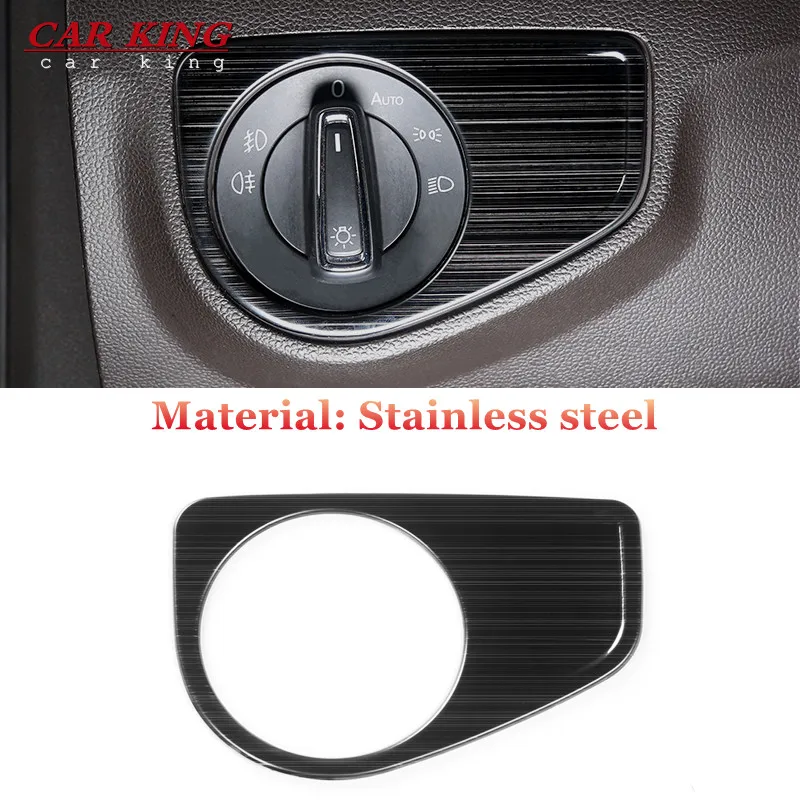 

For Volkswagen VW Teramont Atlas 2017 2018 Car Interior Headlight Control Button Switch Cover Frame stainless steel accessories