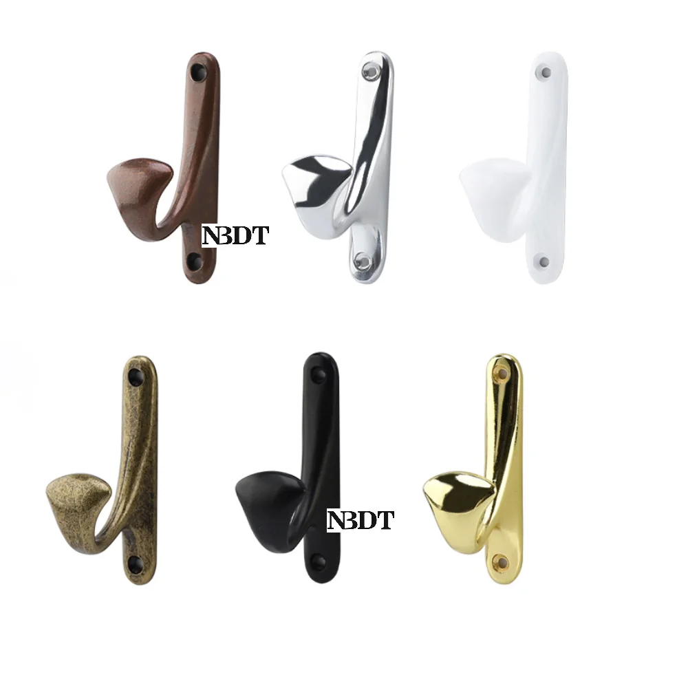 20Pcs Zinc Alloy Wall Mount Cloth Hat Robe Single Hook Matte Black Gold Antique Bronze Shiny Chrome