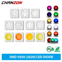 100Pcs 5050 SMD LED Diode Chip 0.2W Warm White Red Green Blue Yellow Orange UV Purple Pink RGB Common Anode DIY PCB Lamp Bulbs
