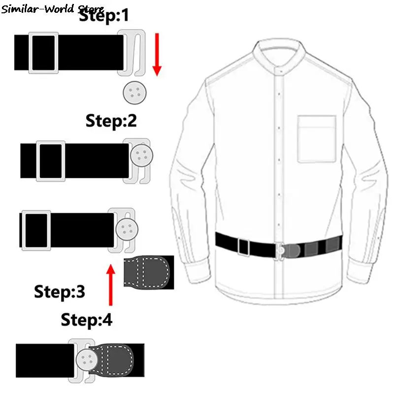 ปรับเข็มขัดสำหรับ Easy เสื้อ Stay ลื่นริ้วรอย-Proof เสื้อผู้ถือสายรัดล็อคผู้ถือเข็มขัดใกล้เสื้อ-Stay