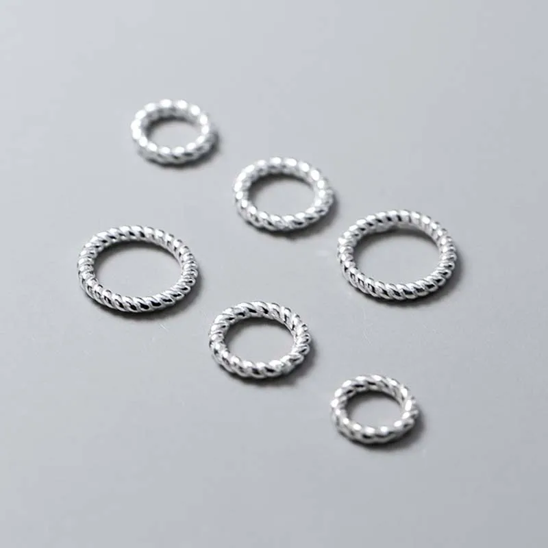 925 Sterling Silver Twisted Line Jump Rings for DIY
